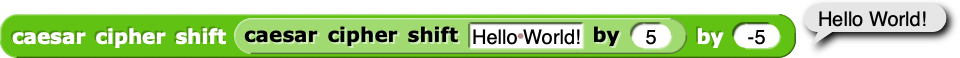 Shifting 'Hello World!' by 5 and then by -5 reports 'Hello World!'
